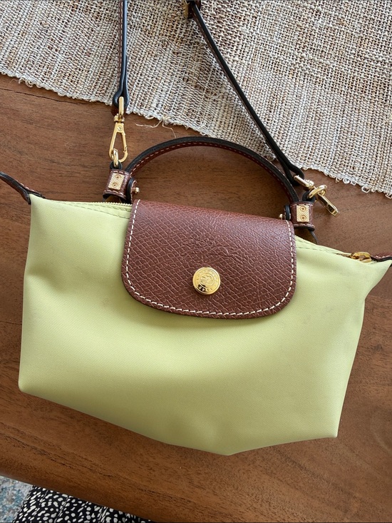 Longchamp Handbags - Longchamp Crossbody Bag in Light Green with Brown Trim and Gold Hardware